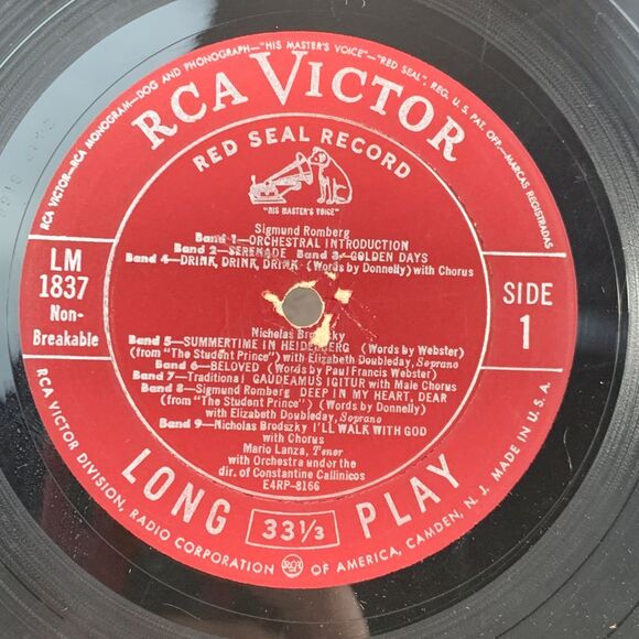 Mario Lanza – Sings The Hit Songs From The Student Prince‎ [Vinyl LP 1954] - Picture 5 of 9